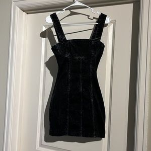 Black denim mini dress